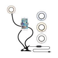 Gooseneck Selfie Ring Light with Smartphone Clip and Desktop Mount Photo