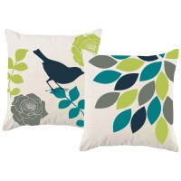 PepperSt – Scatter Cushion Cover Set – Leaf & Bird Pattern Photo