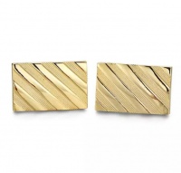 OTC Diagonal Stripe Gold Rectangle Formal Cufflinks Photo