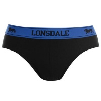 Lonsdale Mens 2 Pack Brief - Black/Brt Blue Photo