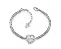 Guess - Heart Warming Charm with Guess Logo Central in Charm Silver Photo