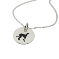Greyhound Dog Silhouette Sterling Silver Necklace with Chain Photo