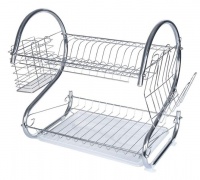 2 Tier Stainless Steel Kitchen Dish Drainer Dishes Drying Rack Organizer Photo