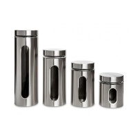 Totally Home Stainless Steel Canister Set with Glass Windows - 4 Piece Photo