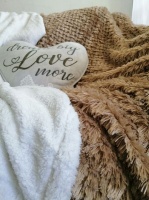 Premium Reversible Sherpa Fleece Throw Blanket-Latte Gold White Photo
