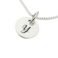 "Engraved Initial - Y on 10mm sterling silver disc" Photo