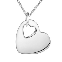Silver Designer Single Smooth Pendant Heart Necklace Photo