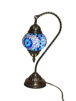 Finleys Turkish Moroccan Mosaic Swan Neck Table lamp Blue - Photo