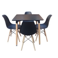 Square Table with 4 Chairs - Black Photo