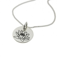 Water Lily of July Birth Flower Sterling Silver Necklace Photo