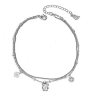 iDesire Double Row Ankle Chain with Teddy and Flower Charms Photo