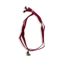 No Memo - Bracelet With Ribbons & Small Heart Charm - Cerise/Red Photo