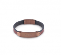 Guess Men's Hero Brown Leather & Plate Bracelet Photo