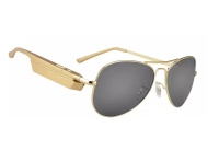 Gold Frame Bluetooth Sunglasses with Black Lens Photo