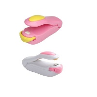 Set of 2 Mini Portable Heat Plastic Bag Sealer- White and Pink Photo