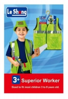 Construction Worker Role Play Costume Set with Tools - Green Photo