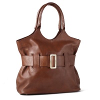 NUVO - Genuine Leather Belted Handbag in Tan Photo