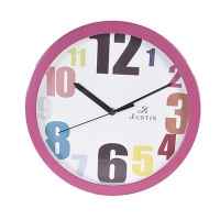 Parco 31cm Round Wall Clock with Pink Rim Photo
