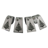 Zawadi Christmas tree design Engraved set of 4 stainless steel napkin rings Photo