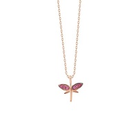 Zircon Stone Dragonfly Necklace 925 Sterling Silver Photo
