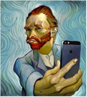 Spoonkie Canvas Art: Modern Art - Van Gogh Selfie Photo