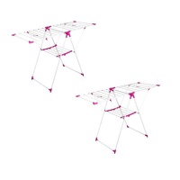 BetterBuys 2 x Laundry Drying Rack-Clothes Stand with Multiple Hanging -Fold Out- Pink Photo