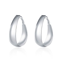 Silver Designer Oval Large Hoop Earrings Photo