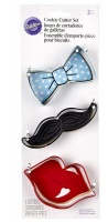 Wilton 3 Pieces Tie Mustache Lips Cookies Cutter Cake Party Fun Decorating Photo