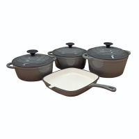 Rainbow 7 Piece Enamel Cast Iron Cookware Pot Set - Grey Photo