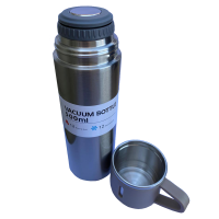 Insulated Double Wall Vacuum Flask With Cup - Stainless Steel Photo