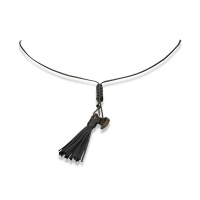 No Memo - Versatile Choker Necklace Anklet With Heart Pendant - Dark Grey Photo