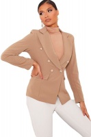 I Saw it First - Ladies Taupe Military Style Fitted Blazer Photo