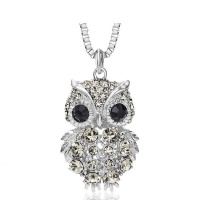 Minufly Diamante Owl Long Chain Necklace Photo