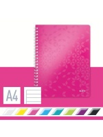 Leitz : A4 Ruled Perforated Punched WOW N/book Wire Bound - Pink Photo