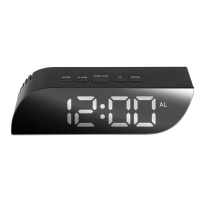 Creative Trapezoidal Digital LED Mirror Alarm Clock - White Font Photo