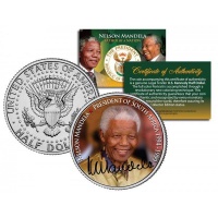 Nelson Mandela President of South Africa JFK Kennedy Half Dollar US Coin Photo