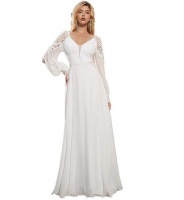 Fayebridal - White Chiffon Lace Wedding Dress Evening Dress Photo