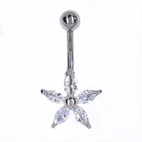 Lily & Rose Flower Belly Ring With Cubic Zirconias Photo