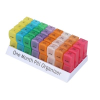Portable 32 Grids AM/PM Monthly Pill Organizer Box Photo