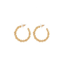 Quiz Ladies Gold Crushed Hoop Earrings - Gold Photo