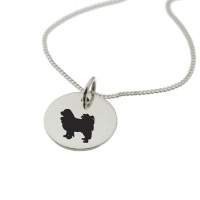 Papillon Dog Silhouette Sterling Silver Necklace with Chain Photo