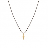 Art Jewellers - 9ct Yellow Gold Cross Pendant on Brown Cord Photo