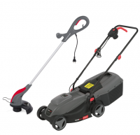 Powerplus 300w Electric Grass Trimmer and 1000w Electric Lawnmower Combo Photo