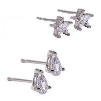 Idesire 2 Pack 6mm Star And Pear Cubic Zirconia Stud Earrings Photo
