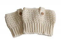 Croshka Designs Handmade Crochet Merino Wool Boot Cuffs - Cream Colour Photo