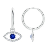 Stella Luna Evil Eye Hoop Earring -Swarovski Sapphire Crystal Photo