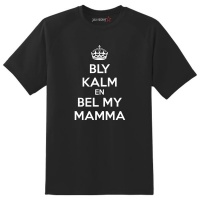 Just Kidding Kids "Bly Kalm en Bel my Mamma" Short Sleeve T-Shirt - Black Photo