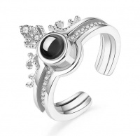 SilverCity Love Languages Queens Kings Crown Zircon Adjustable Ring Photo