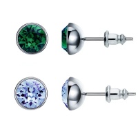 Civetta Spark 6mm Chene Stud Swarovski Emerald & Light Sapphire Crystal Photo