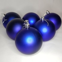 Large Christmas Tree Baubles - Christmas Balls 6 Pack - Matt Blue Photo
